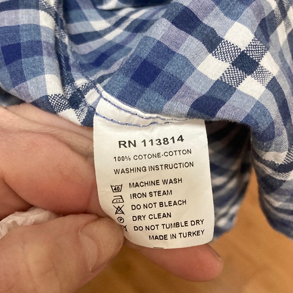 Billy Reid Blue and White Plaid Men's Button down shirt - Picture 3 of 6